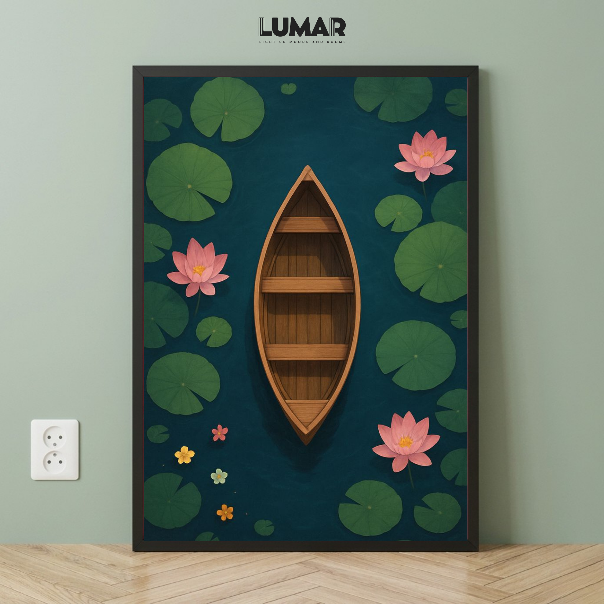 Lotus Pond Boat Wall Art