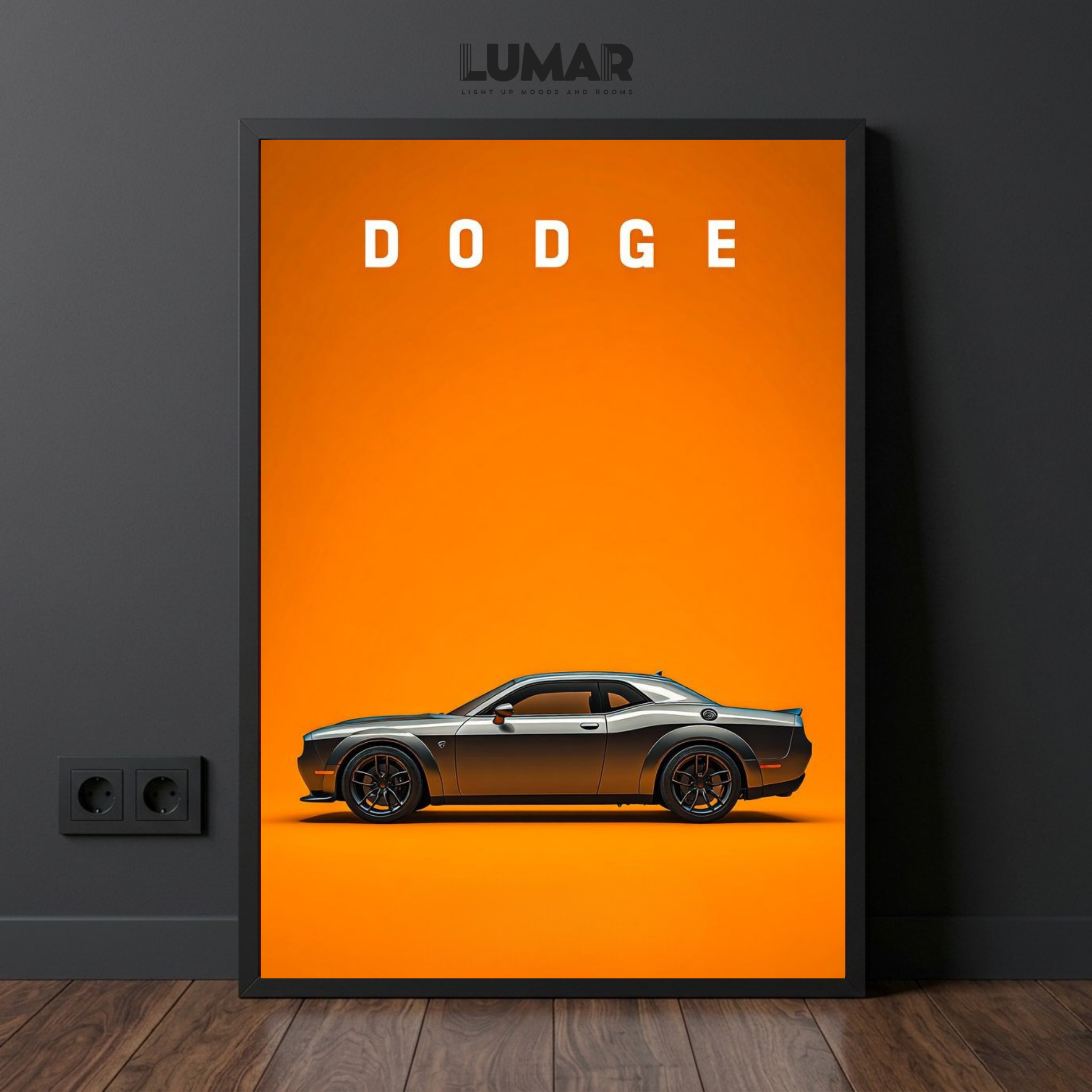 orange muscle car art