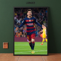 Framed wall art poster of Lionel Messi celebrating in his Barcelona kit