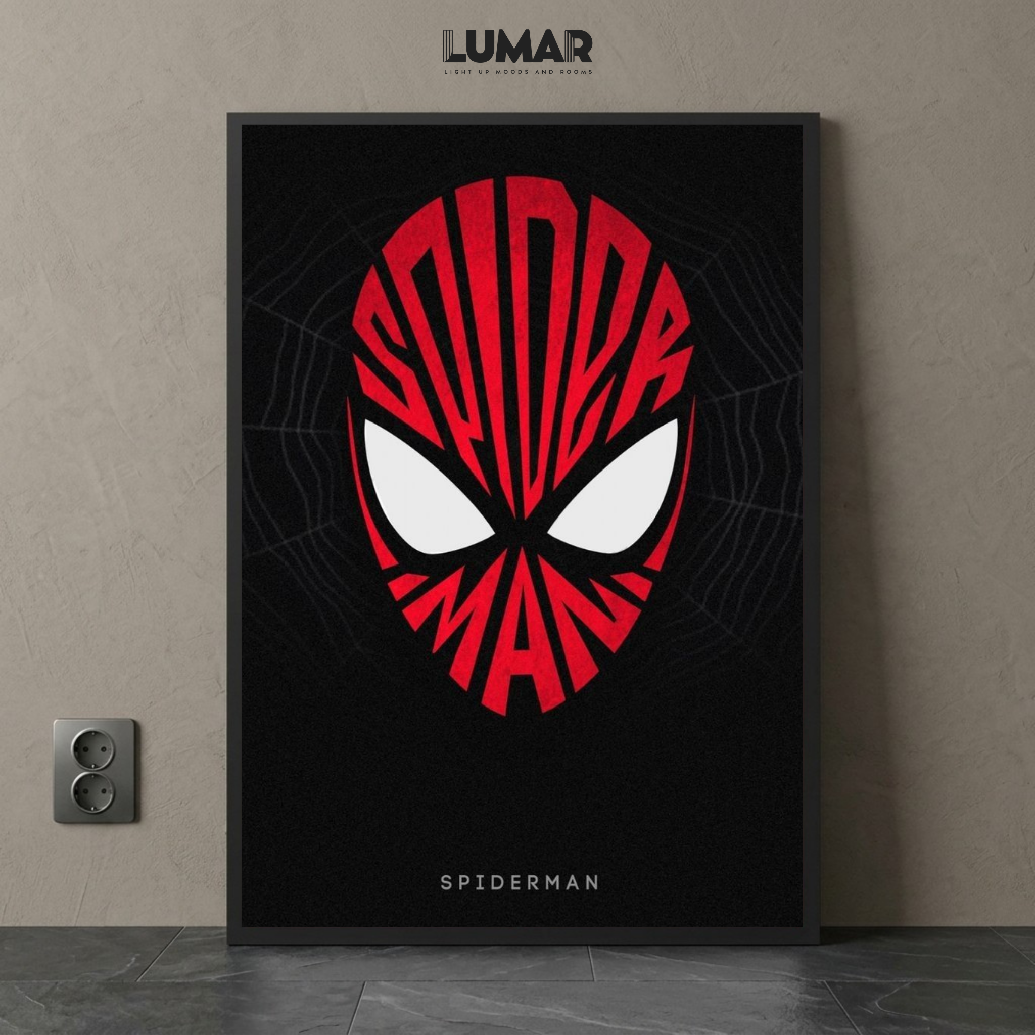 Spider-Man mask typography