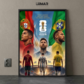 Framed wall art poster featuring Cristiano Ronaldo, Lionel Messi, and Neymar Junior